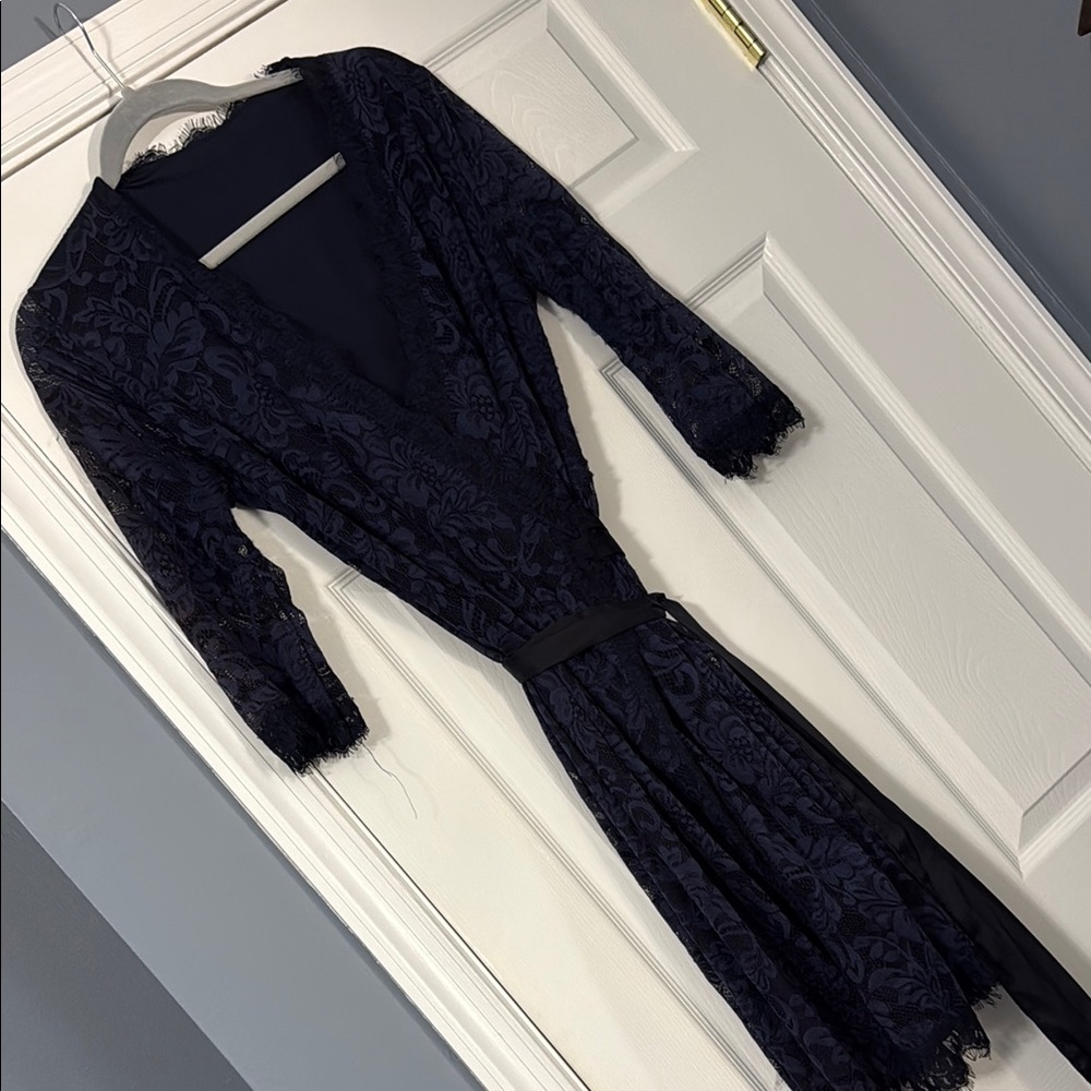 Elegant navy Lace wrap dress
